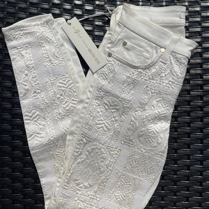 SEVEN 7 FOR ALL MANKIND WOMENS MALHUA KENT WHITE CATHEDRAL SKINNY PANTS SIZE 24
